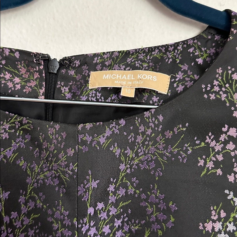 Michael Kors Black and Purple Floral Midi Dress - Picture 2 of 6